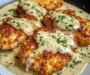 Parmesan Crusted Chicken with Creamy Garlic Sauce
