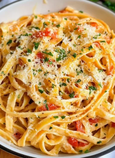 Roasted Garlic and Red Pepper Fettucine Alfredo