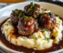 Salisbury Steak Meatballs with Garlic Herb Mashed Potatoes