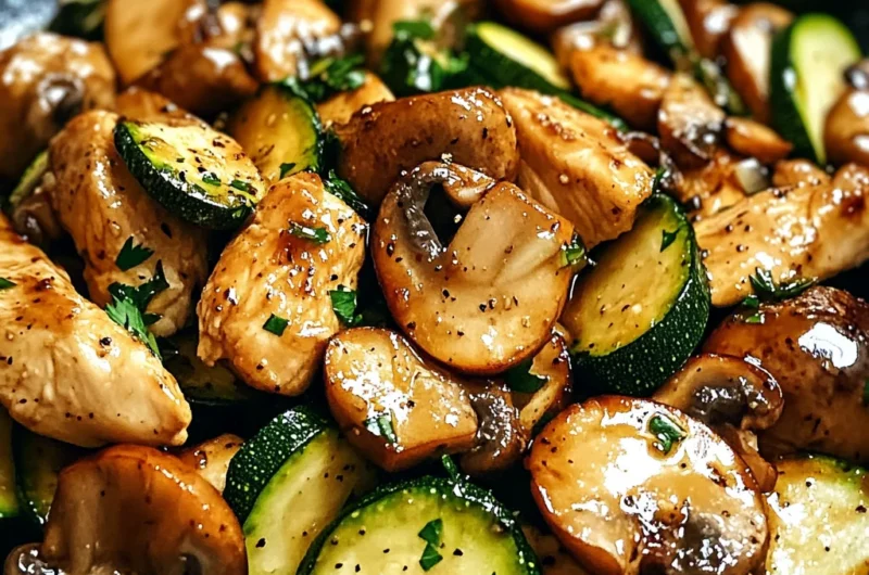 Savory Easy Zucchini Mushroom Chicken Stir Fry in 20 Minutes