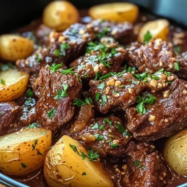 Slow Cooker Garlic Butter Beef with Potatoes