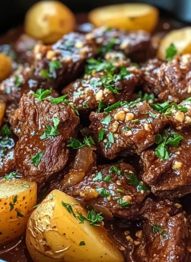 Slow Cooker Garlic Butter Beef with Potatoes