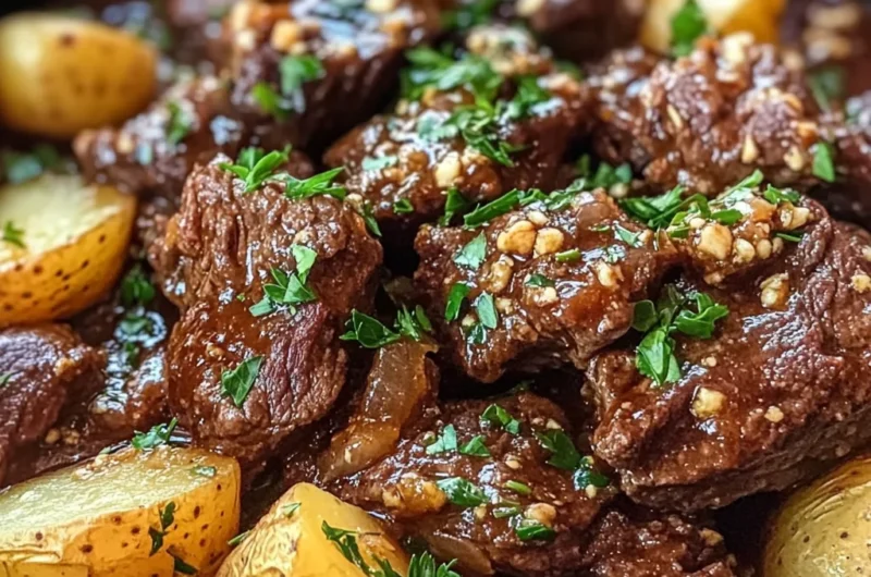 Slow Cooker Garlic Butter Beef with Potatoes