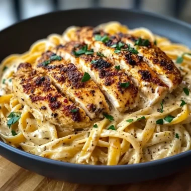 Spicy Cajun Chicken Linguine in Creamy Garlic Parmesan Sauce
