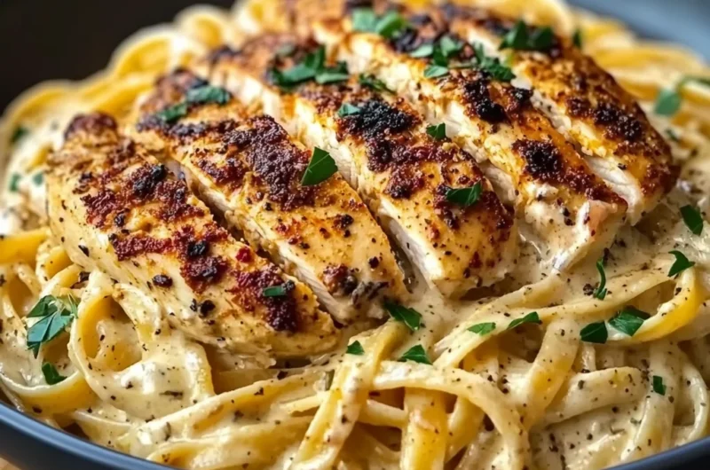 Spicy Cajun Chicken Linguine in Creamy Garlic Parmesan Sauce