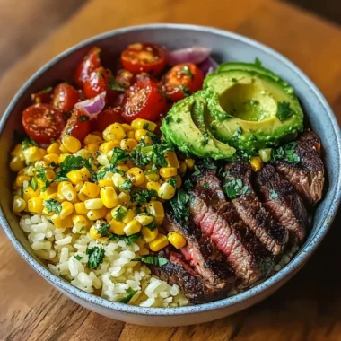 Steak Avocado Corn Bowl