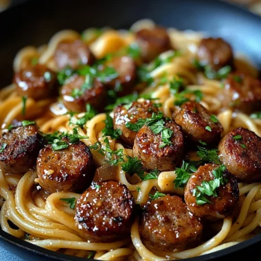 Sticky Honey Garlic Sausage Pasta Skillet Recipe