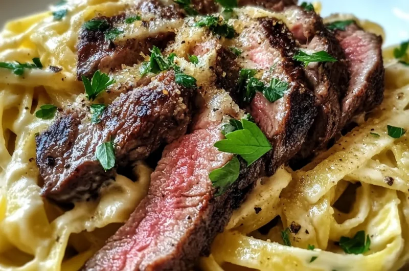Bold Garlic Parmesan Steak Pasta