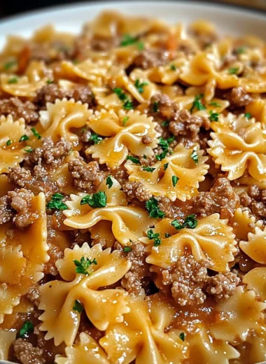 Bowtie Pasta with Ground Beef