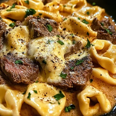 Cheesesteak Tortellini in Rich Provolone Sauce