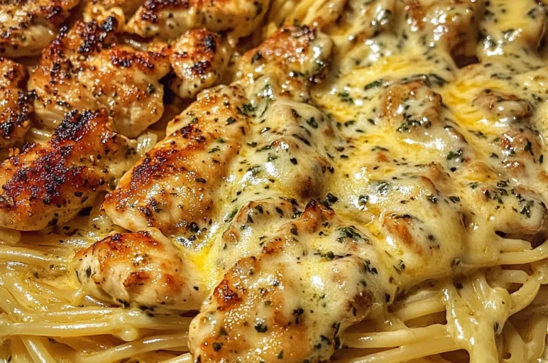 Cheesy Herb Chicken Spaghetti in Velvety Alfredo Sauce