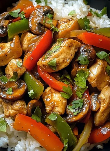 Colorful Chicken Stir-Fry with Veggies & Rice