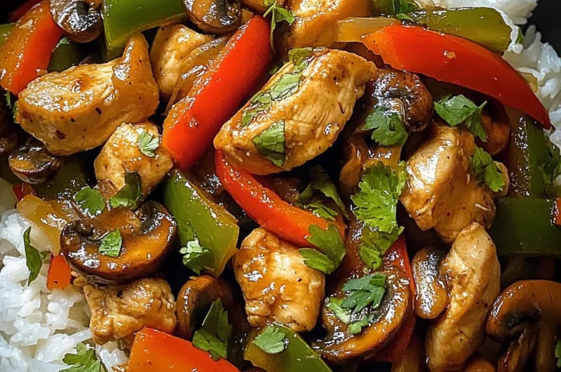 Colorful Chicken Stir-Fry with Veggies & Rice