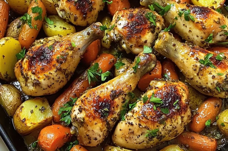 Crazy Good Herb-Roasted Chicken Drumsticks & Veggie Bake