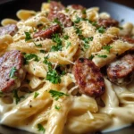Creamy Cajun Honey Mustard White Cheddar Sausage Pasta