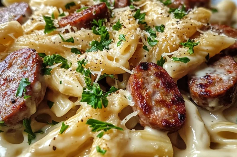 Creamy Cajun Honey Mustard White Cheddar Sausage Pasta