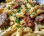 Creamy Cajun Honey Mustard White Cheddar Sausage Pasta