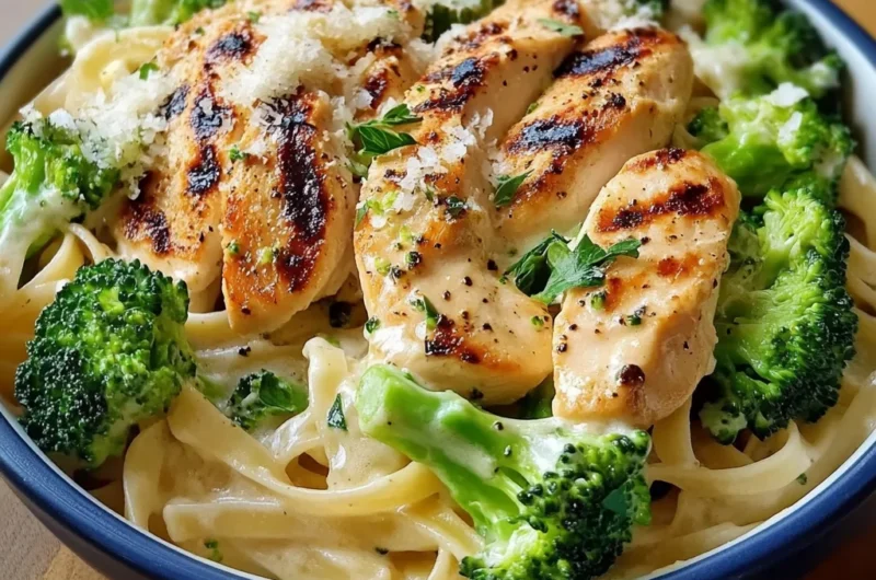 Creamy Chicken Broccoli Fettuccine Alfredo