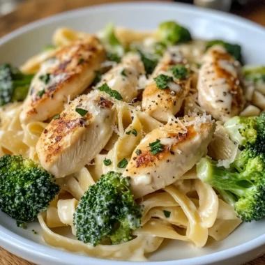 Creamy Chicken Broccoli Fettuccine Alfredo