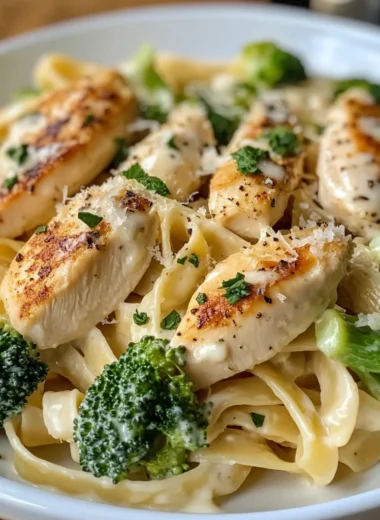Creamy Chicken Broccoli Fettuccine Alfredo