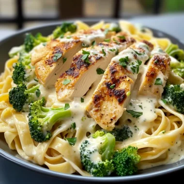 Creamy Chicken Broccoli Fettuccine Alfredo