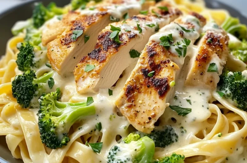 Creamy Chicken Broccoli Fettuccine Alfredo