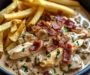Creamy Chicken & Bacon Stroganoff Slow-Cooked to Perfection, Served with Golden Fries