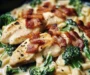 Creamy Garlic Butter Chicken Alfredo with Bacon, Broccoli & Spinach