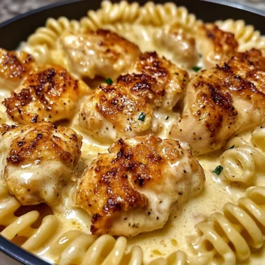 Creamy Garlic Butter Chicken and Rotini in Parmesan Sauce