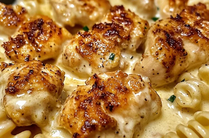 Creamy Garlic Butter Chicken and Rotini in Parmesan Sauce
