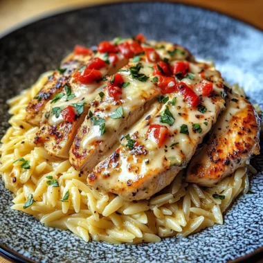 Creamy Garlic Butter Pepper Jack Chicken Orzo