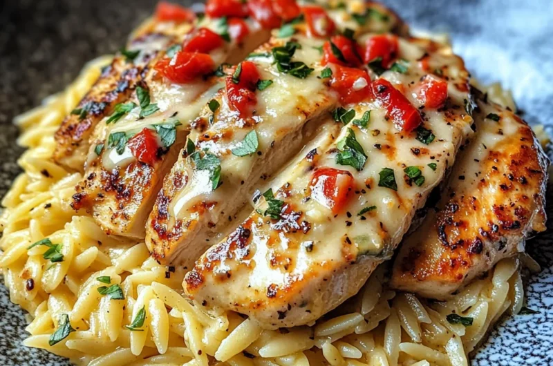 Creamy Garlic Butter Pepper Jack Chicken Orzo