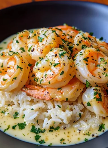 Creamy Garlic Butter Shrimp with Fluffy Rice