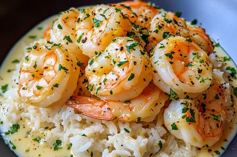 Creamy Garlic Butter Shrimp with Fluffy Rice