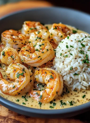 Creamy Garlic Butter Shrimp with Herbed Rice