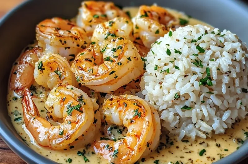 Creamy Garlic Butter Shrimp with Herbed Rice
