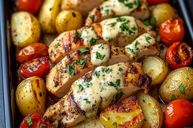 Creamy Garlic Chicken & Golden Potatoes Tray