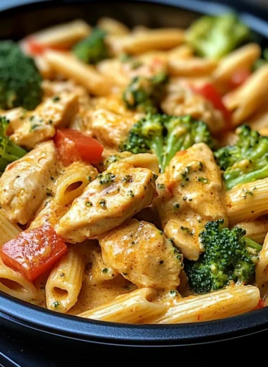 Creamy Garlic Paprika Chicken Pasta with Broccoli & Peppers