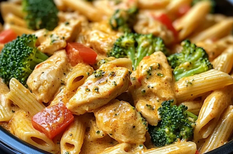 Creamy Garlic Paprika Chicken Pasta with Broccoli & Peppers