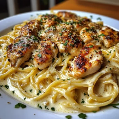 Creamy Garlic Parmesan Chicken Linguine with Mozzarella Garlic Sauce