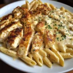 Creamy Garlic Parmesan Chicken Penne Pasta with Alfredo Sauce