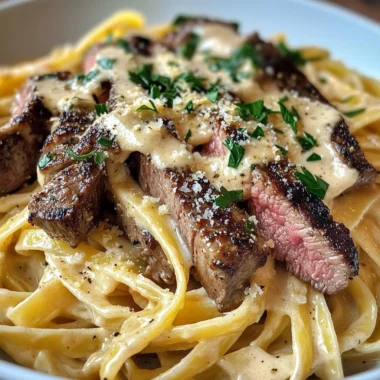 Creamy Garlic Parmesan Steak Pasta
