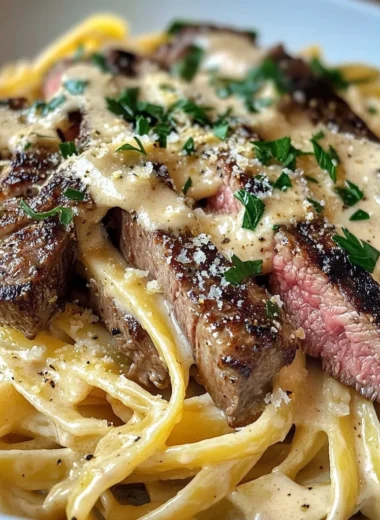 Creamy Garlic Parmesan Steak Pasta