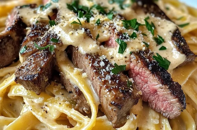 Creamy Garlic Parmesan Steak Pasta