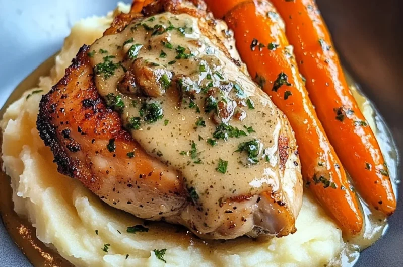 Creamy Herb Chicken with Mashed Potatoes & Glazed Carrots
