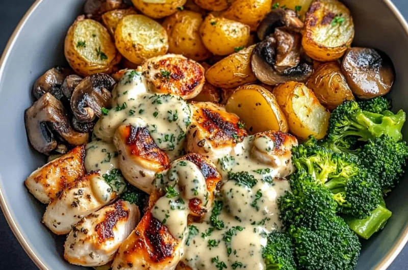 Creamy Herb Gnocchi Bowl with Chicken, Roasted Potatoes & Veggies
