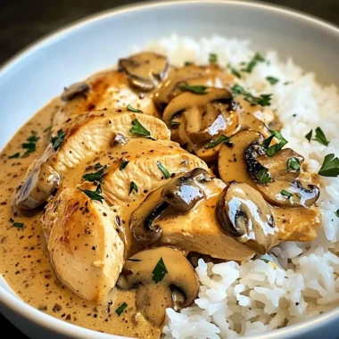 Creamy Mushroom Chicken & Fluffy Rice Bowl