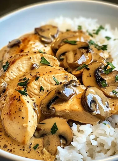 Creamy Mushroom Chicken & Fluffy Rice Bowl