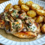 Creamy Mushroom Chicken with Crispy Herb Potatoes