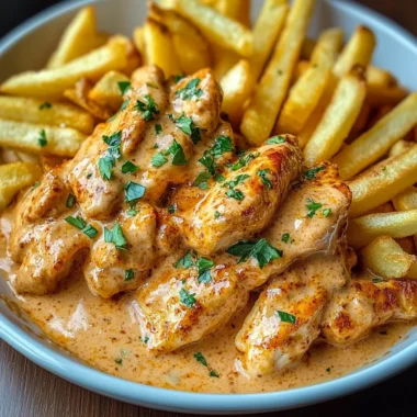 Creamy Paprika Chicken with Golden Fries